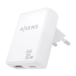 Chargeur AISENS ASC-30W2P074-W GaN 30W 1 USB-C + 1 USB-A