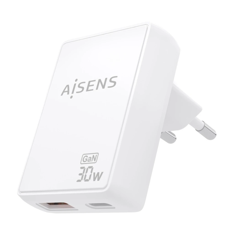 Chargeur AISENS ASC-30W2P074-W GaN 30W 1 USB-C + 1 USB-A