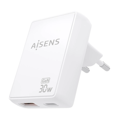 Chargeur AISENS ASC-30W2P074-W GaN 30W 1 USB-C + 1 USB-A