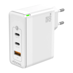 Chargeur Aisens ASCH-100W3P008-W GaN 100W 2x USB-C + 1x USB-A