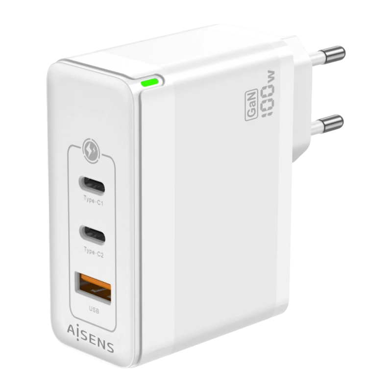 Chargeur Aisens ASCH-100W3P008-W GaN 100W 2x USB-C + 1x USB-A
