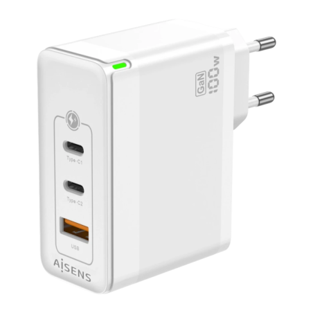 Chargeur Aisens ASCH-100W3P008-W GaN 100W 2x USB-C + 1x USB-A