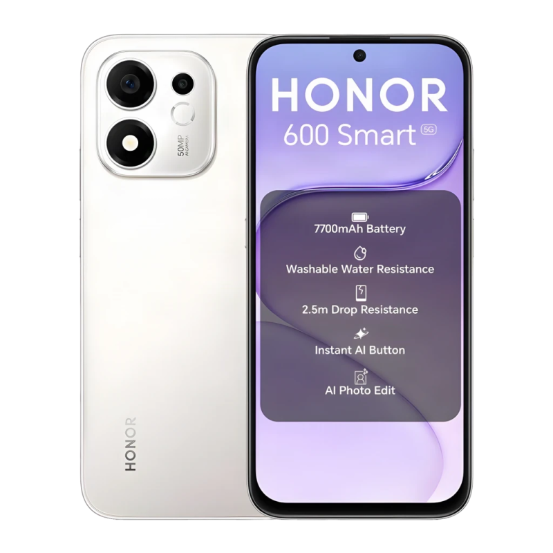 Honor 600 Smart 5G 4GB/128GB Argent 6,87 pouces IPS 120Hz 50MP 7700mAh 45W NFC