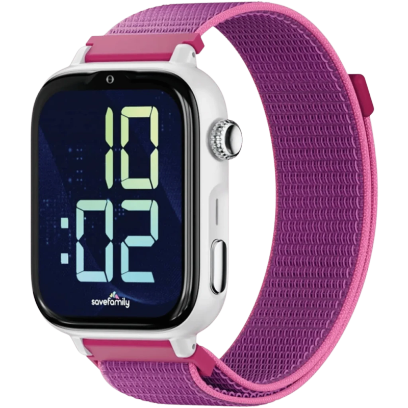 SaveFamily SaveWatch Plus 2 4G Blanc Bracelet en tissu Framboise 1,96 pouces Appels IP68 Montre connectée