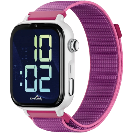 SaveFamily SaveWatch Plus 2 4G Blanc Bracelet en tissu Framboise 1,96 pouces Appels IP68 Montre connectée