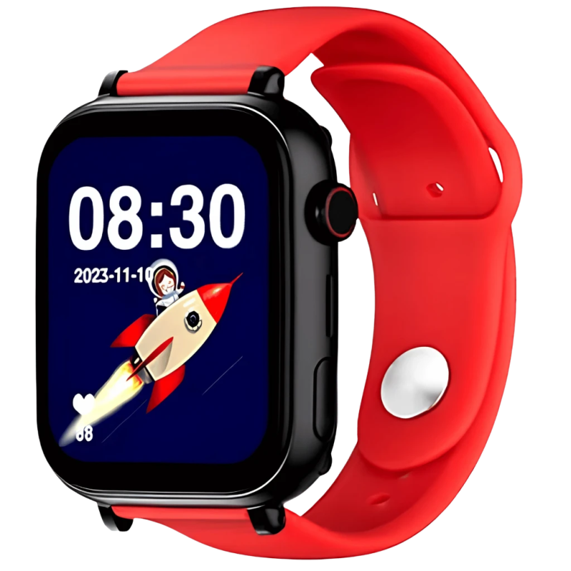 SaveFamily SaveWatch Plus Noir Bracelet en silicone Rouge 1,85 pouces IP67 Montre connectée