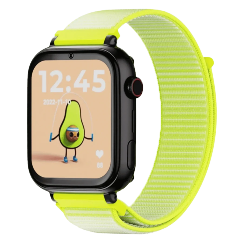 SaveFamily SaveWatch Plus Noir / Tissu jaune fluo Bouton SOS Appel vidéo