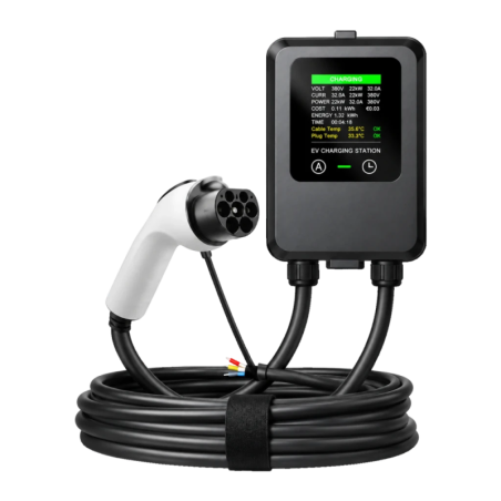 Chargeur VE Type 2 32A 7,0 kW Monophasé 10 m avec Écran LCD