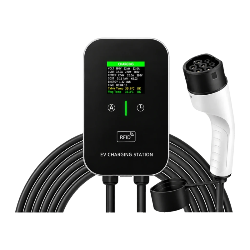 Chargeur Voiture Électrique 32A Triphasé Sans Prise 10M LCD Type 2 22kW