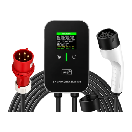 Chargeur Voiture Électrique VE Type 2 avec Station de Charge 22kW 10m