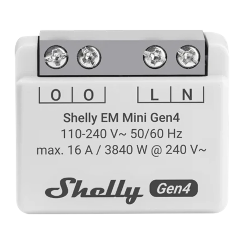 Compteur d'énergie Shelly EM Mini Gen4 Gris Mesure de consommation WiFi 6, Matter 16A