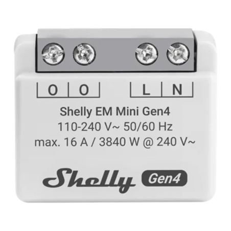 Compteur d'énergie Shelly EM Mini Gen4 Gris Mesure de consommation WiFi 6, Matter 16A