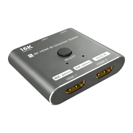 HDMI 2.1 Bidirectionnel 2 Ports Gris 48Gbps Switch
