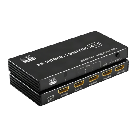 HDMI 2.1 4 Ports 4x1 Noir Commutateur Switch
