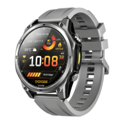 Doogee Anywise W1 Argent 1,43 pouces AMOLED GPS double bande Appels Bluetooth 18 jours +178 sports 5ATM Montre connectée