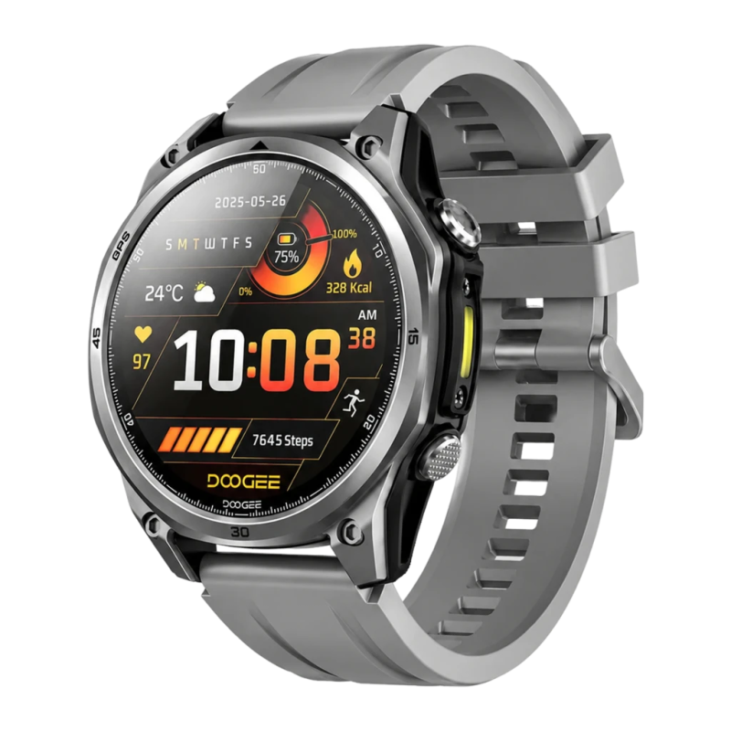 Doogee Anywise W1 Argent 1,43 pouces AMOLED GPS double bande Appels Bluetooth 18 jours +178 sports 5ATM Montre connectée