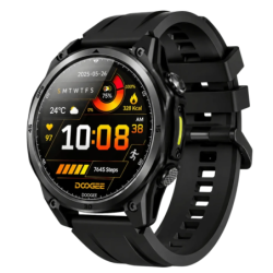 Doogee Anywise W1 Noir 1,43 pouces AMOLED GPS double bande Appels Bluetooth 18 jours +178 sports 5ATM Montre connectée