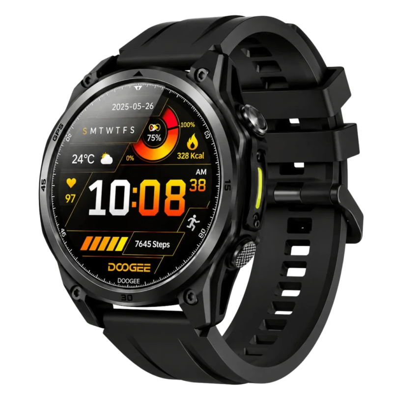 Doogee Anywise W1 Noir 1,43 pouces AMOLED GPS double bande Appels Bluetooth 18 jours +178 sports 5ATM Montre connectée