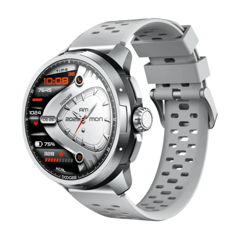 Doogee Anymoving M1 Argent 1,5 pouces AMOLED GPS double bande 20 jours +170 sports 5ATM Montre connectée