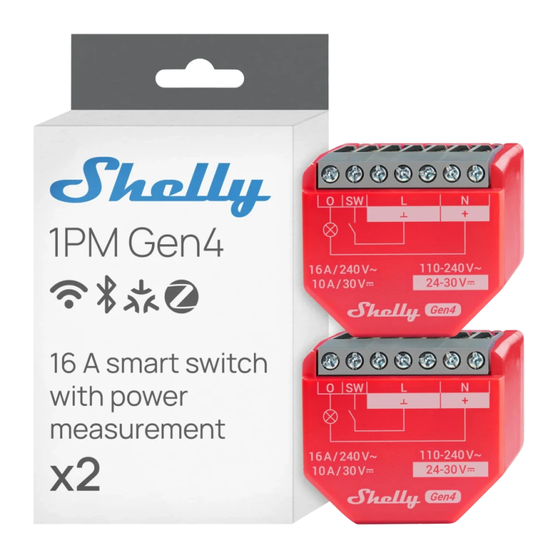 Relais intelligent Shelly 1PM Gen4 Pack de 2 Mesure de Consommation