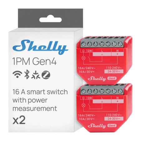 Relais intelligent Shelly 1PM Gen4 Pack de 2 Mesure de Consommation