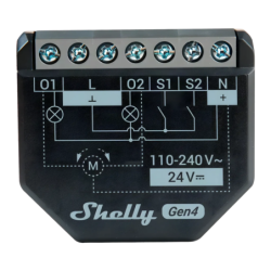 Relais intelligent Shelly 2PM Gen4 Noir Mesure de consommation Wi-Fi 6 Bluetooth 2 canaux