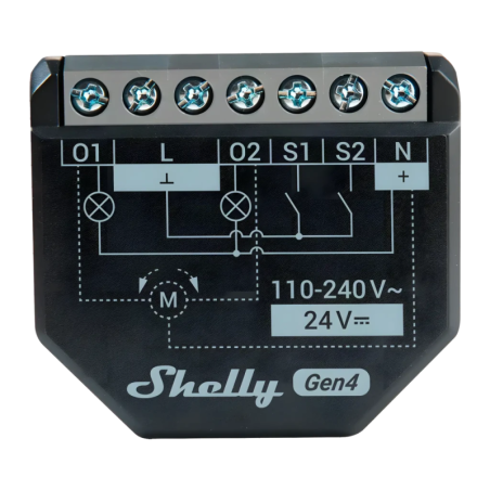 Relais intelligent Shelly 2PM Gen4 Noir Mesure de consommation Wi-Fi 6 Bluetooth 2 canaux