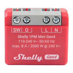 Relais Wi-Fi Shelly 1PM Mini Gen4 Rouge Mesure Consommation 8A / 2000W