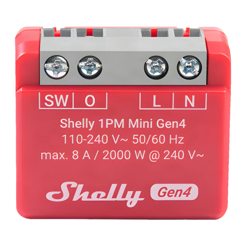 Relais Wi-Fi Shelly 1PM Mini Gen4 Rouge Mesure Consommation 8A / 2000W
