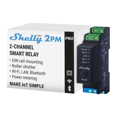 Relais Shelly Pro 2PM Mesure de consommation WiFi 16A