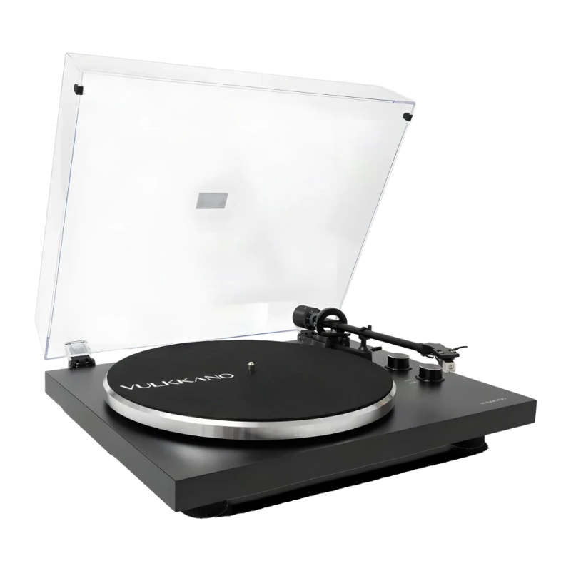Vulkkano TD10 Noir entraînement par courroie 33/45 rpm Bluetooth préamplificateur Platine vinyle