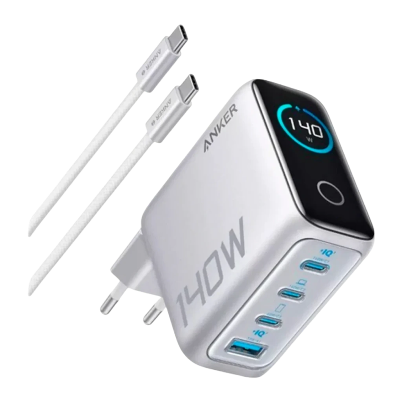 Chargeur Anker GaN 140W 1x USB-A + 3x USB-C Gris 4 Ports