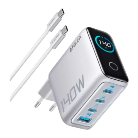 Chargeur Anker GaN 140W 1x USB-A + 3x USB-C Gris 4 Ports