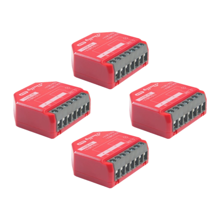 Relais intelligent Shelly 1PM Gen4 Pack 4 unités Rouge Mesure de consommation