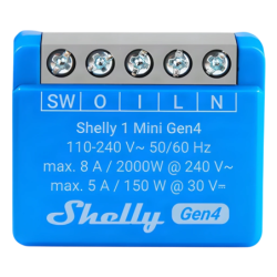 Relais intelligent Shelly 1 Mini Gen4 Bleu Protection contre la surchauffe
