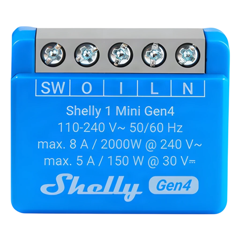 Relais intelligent Shelly 1 Mini Gen4 Bleu Protection contre la surchauffe