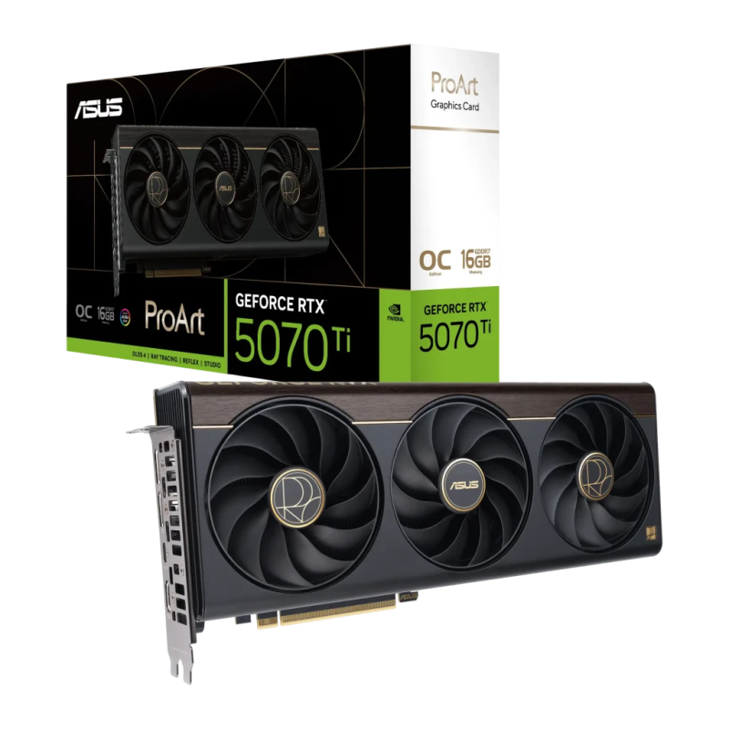 ASUS ProArt GeForce RTX 5070 Ti OC 16GB GDDR7 3 ventilateurs HDMI 2.1 Carte graphique