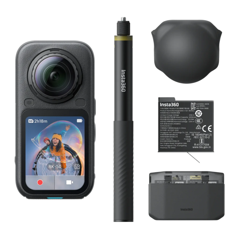 Insta360 X6 Essentials Bundle 8K 30fps 120MP submersible 20 m WiFi Caméra sport