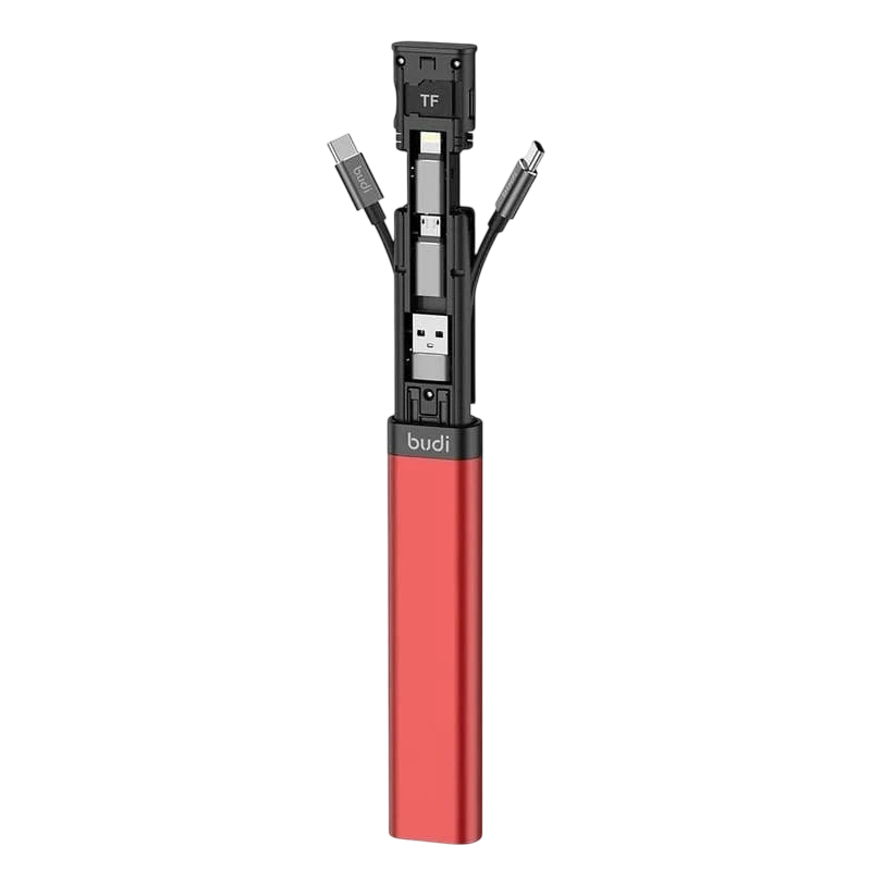 Adaptateur Carte Multifonction Universel Budi 9 en 1 Rouge