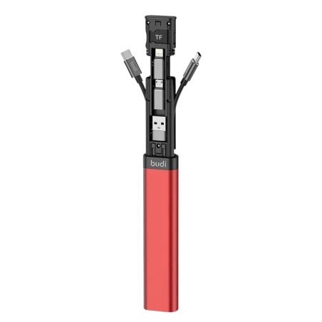 Adaptateur Carte Multifonction Universel Budi 9 en 1 Rouge
