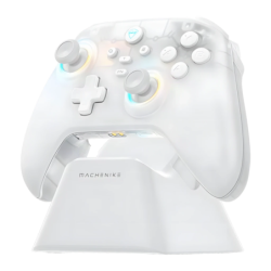 Machenike G3 V2 Kit Blanc 2,4 GHz/Bluetooth PC/Switch/Android/iOS effet Hall vibration 1000mAh RGB Manette sans fil