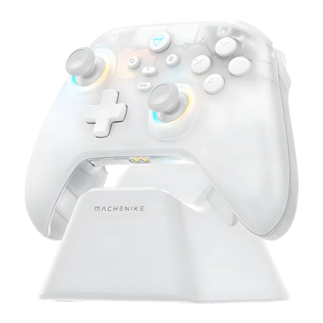 Machenike G3 V2 Kit Blanc 2,4 GHz/Bluetooth PC/Switch/Android/iOS effet Hall vibration 1000mAh RGB Manette sans fil