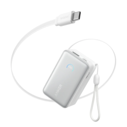 Anker Nano 10K Blanc avec câble rétractable 10000mAh 45W USB-C Power Bank