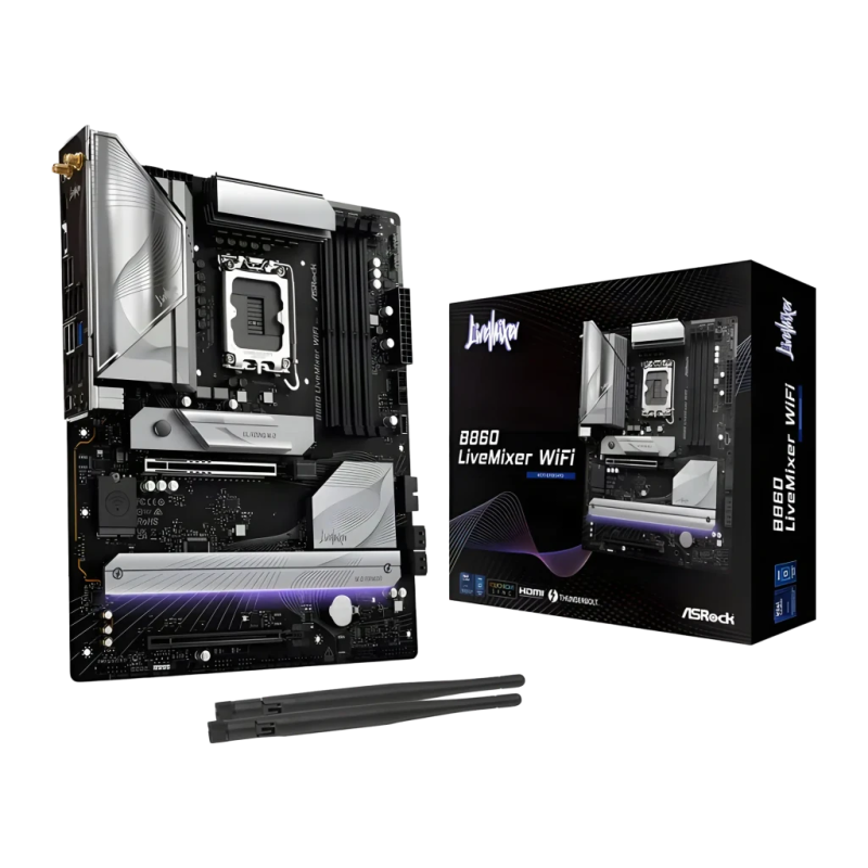 ASRock B860 LiveMixer WiFi Intel B860 LGA 1851 DDR5 ATX 3 emplacements M.2 Carte mère