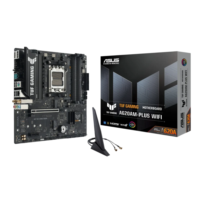 ASUS TUF GAMING A620AM-PLUS WiFi 6 A620 AM5 DDR5 mATX AMD A620A 2,5G Ethernet 2 emplacements M.2 Carte mère