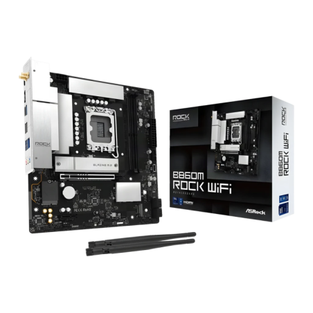 ASRock B860M Rock WiFi Intel B860 LGA1851 DDR5 mATX WiFi 6E 2 emplacements M.2 Carte mère