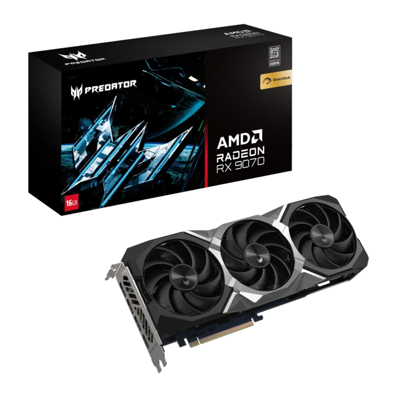 Acer Predator BiFrost Radeon RX 9070 OC 16GB GDDR6 PCIe 5.0 3 ventilateurs HDMI 2.1 3 DisplayPort Carte graphique