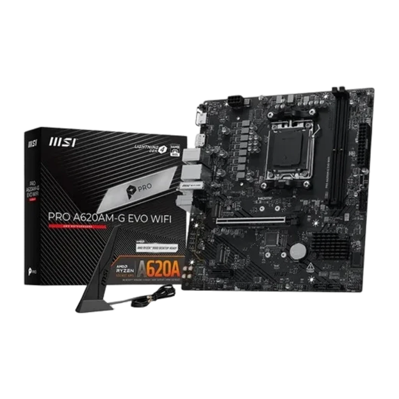 MSI PRO A620AM-G EVO WiFi 6E AMD A620 AM5 DDR5 mATX 2,5G Ethernet 2 emplacements M.2 Carte mère