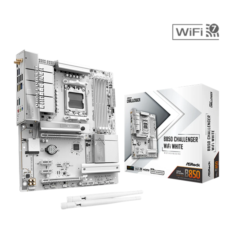 ASRock B850M Challenger WiFi White AMD B850 AM5 DDR5 Micro ATX Carte mère