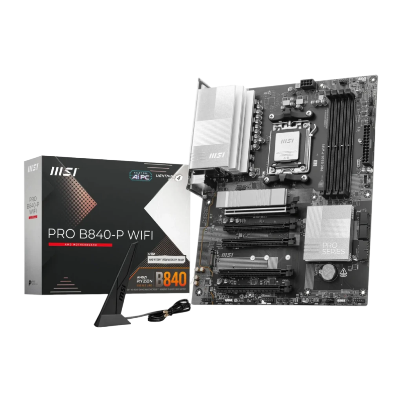 MSI PRO B840-P WiFi 7 AMD B840 AM5 DDR5 ATX 2,5G Ethernet 2 emplacements M.2 Carte mère